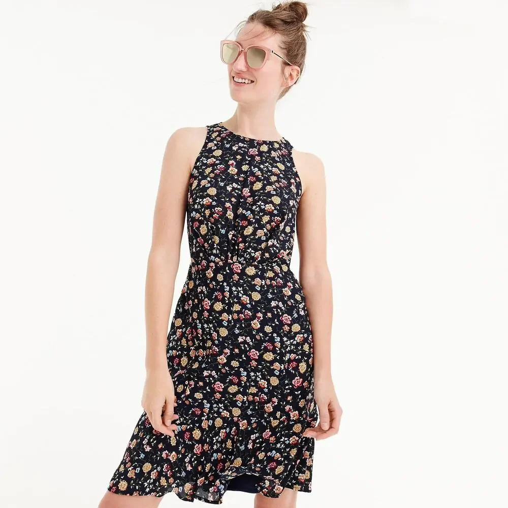 J. Crew Mercantile Floral Dress Tank Top Vintage Navy 2 Boho Cottagecore Preppy